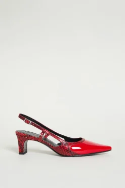 Slingback in pelle - Rosso Nero