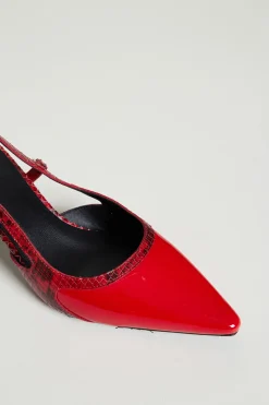 Slingback in pelle - Rosso Nero