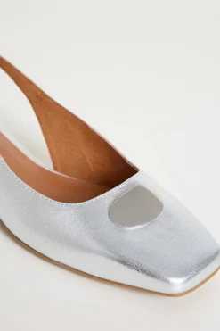 Slingback laminata - Argento