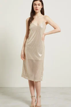 Slip dress con paillettes - Champagne