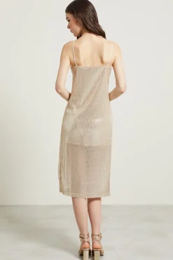 Slip dress con paillettes - Champagne