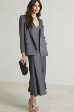 Slip dress in enver satin - Antracite