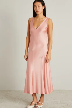 Slip dress in enver satin - Rosa