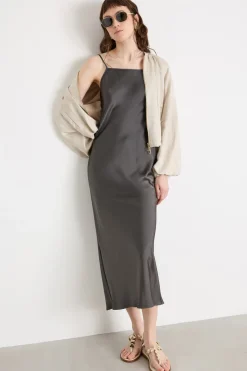 Slip dress in raso - Antracite