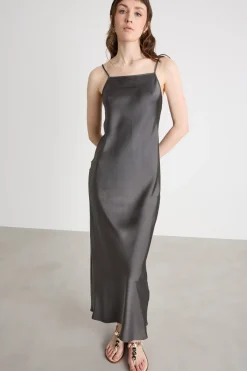 Slip dress in raso - Antracite