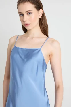 Slip dress in raso - Azzurro