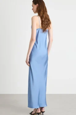 Slip dress in raso - Azzurro