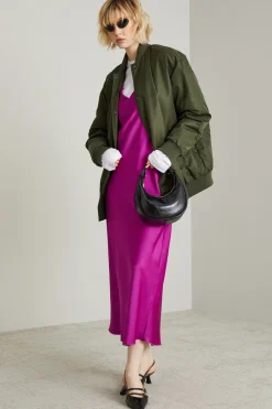 Slip dress in raso - Ciclamino
