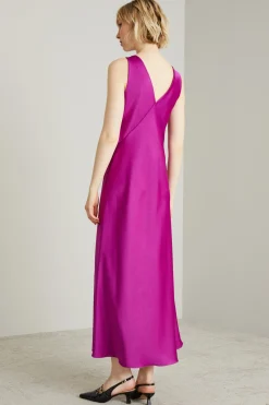 Slip dress in raso - Ciclamino