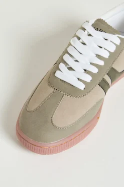 Sneaker in jersey bicolore - Cammello Verde