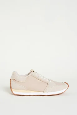 Sneaker in tela e pelle - Beige