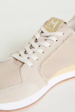 Sneaker in tela e pelle - Beige