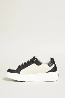 Sneakers in tela e pelle - Sabbia Nero