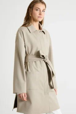 Soprabito in jersey con cintura - Beige