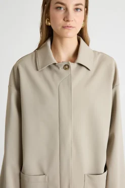 Soprabito in jersey con cintura - Beige
