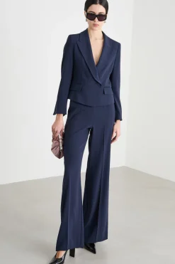 Spencer in cady con bottone singolo - Blu