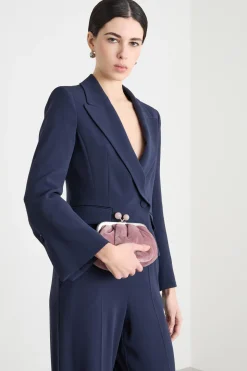 Spencer in cady con bottone singolo - Blu