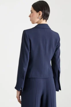 Spencer in cady con bottone singolo - Blu