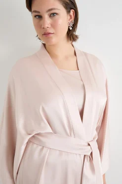 Spolverino a kimono in raso - Rosa