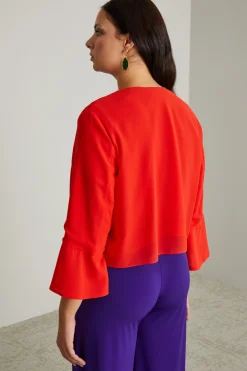 Spolverino corto in georgette - Rosso
