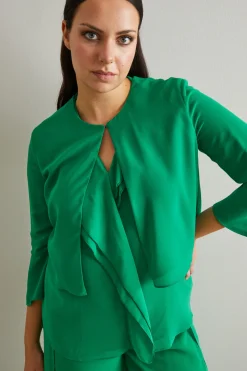 Spolverino corto in georgette - Verde Prato
