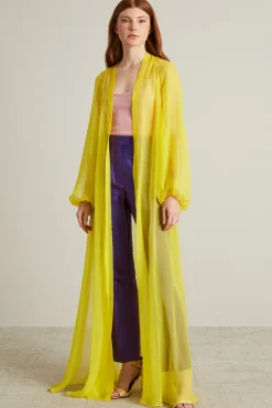Spolverino in chiffon di seta - Giallo