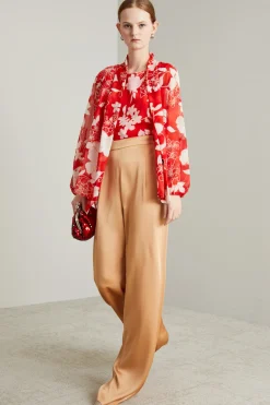 Spolverino in georgette stampata - Rosso Bianco