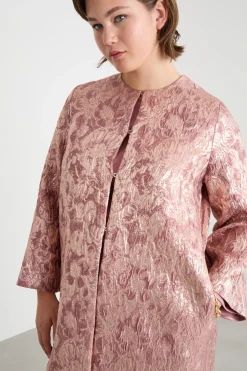 Spolverino jacquard laminato - Rosa