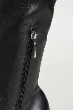Stivale alto in pelle - Nero