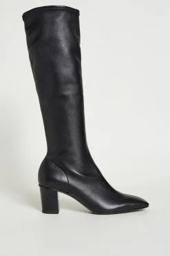 Stivale alto in pelle - Nero