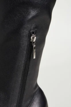 Stivale alto in pelle - Nero