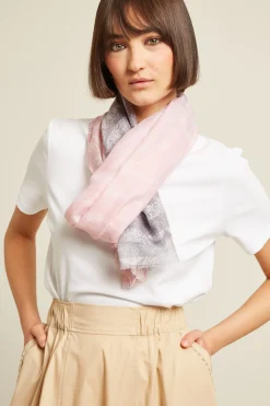 Stola bicolor a fantasia - Rosa Grigio