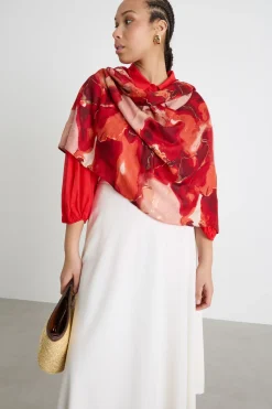 Stola con fantasia - Rosso
