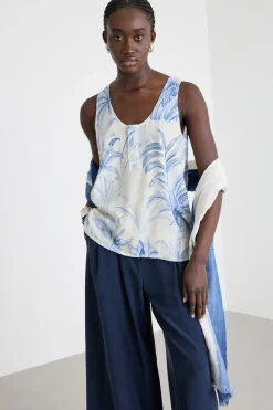 Stola con frange - Blu Bianco