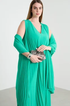Stola in georgette plissé - Verde