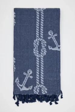 Telo da mare con frange - Blu