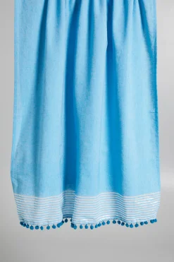 Telo mare con pon pon - Azzurro Argento