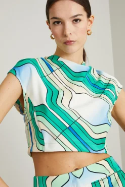 Top cropped - Bianco Azzurro Verde