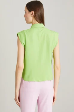 Top in crépe con nodo - Verde