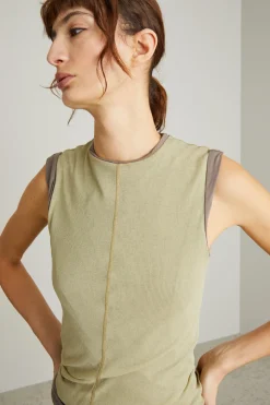 Top smanicato reversibile - Verde Kaki