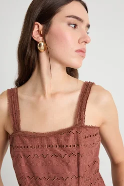 Top a bustier in voile - Marrone