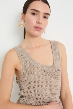 Top a canotta in maglia - Beige