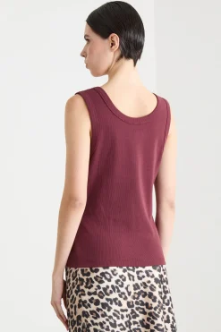 Top aderente con strass - Bordeaux