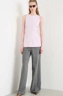 Top aderente con strass - Rosa