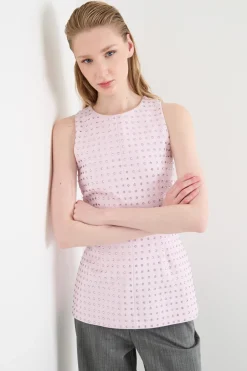 Top aderente con strass - Rosa