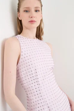 Top aderente con strass - Rosa