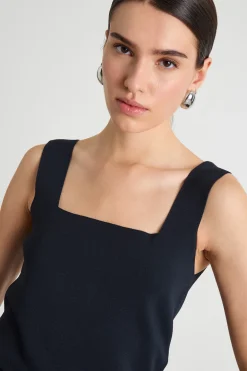 Top aderente in maglia - Blu