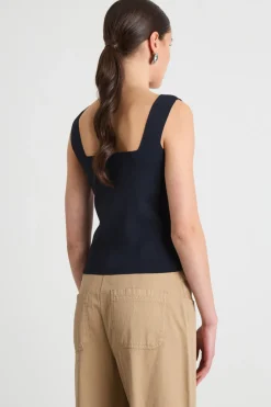 Top aderente in maglia - Blu