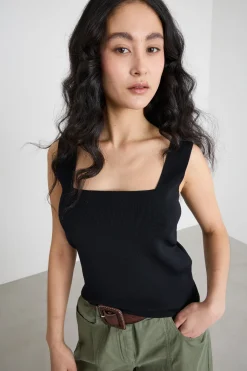 Top aderente in maglia - Nero