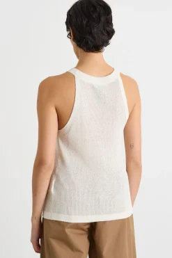 Top all'americana in maglia - Bianco